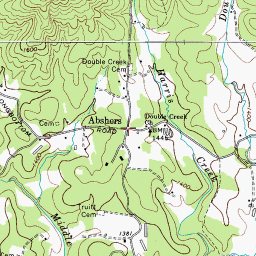 Topographic Map of Abshers, NC