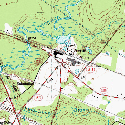 Topographic Map of Acme, NC