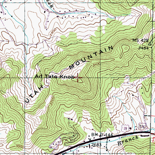 Topographic Map of Ad Tate Knob, NC