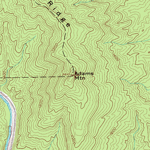 Topographic Map of Adams Mountain, NC