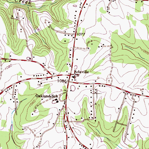 Topographic Map of Adaville Church, NC