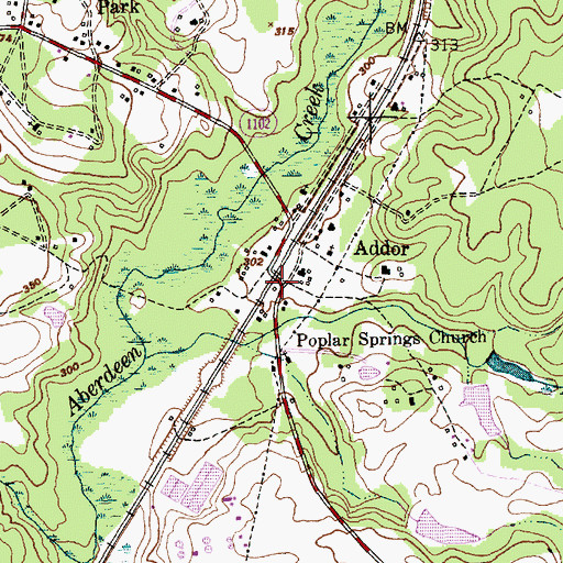 Topographic Map of Addor, NC