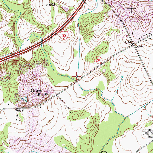 Topographic Map of Afton Run, NC