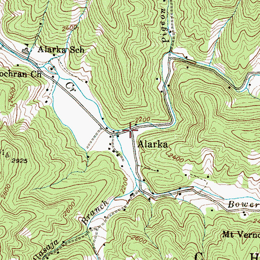 Topographic Map of Alarka, NC