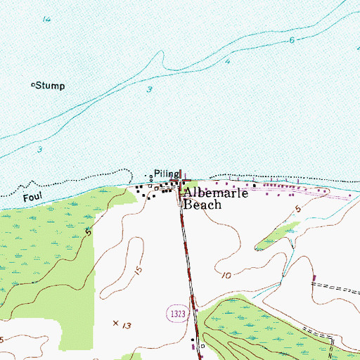 Topographic Map of Albemarle Beach, NC