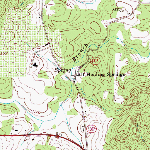 Topographic Map of All Healing Springs, NC