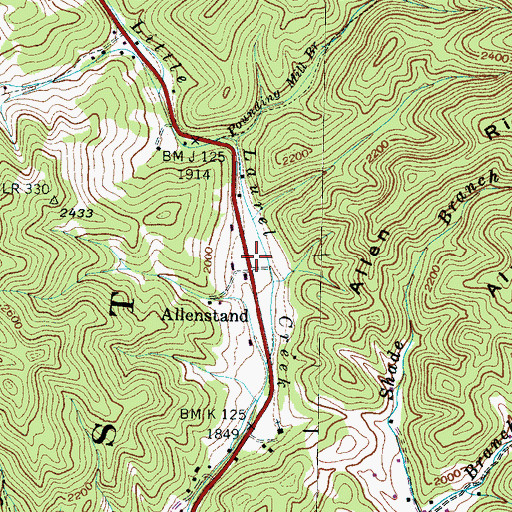 Topographic Map of Allenstand, NC