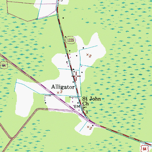 Topographic Map of Alligator, NC
