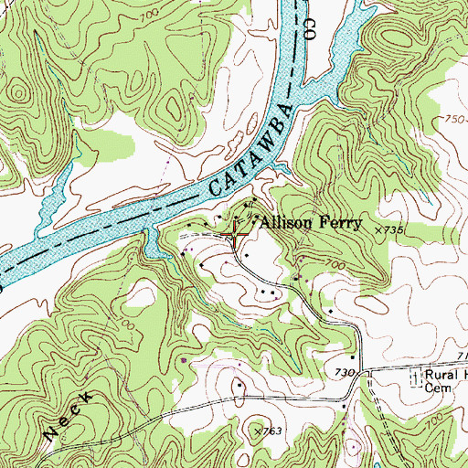 Topographic Map of Allison Ferry, NC