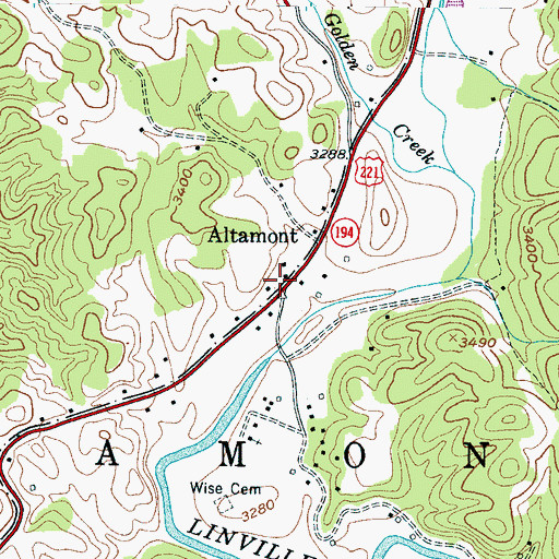 Topographic Map of Altamont, NC
