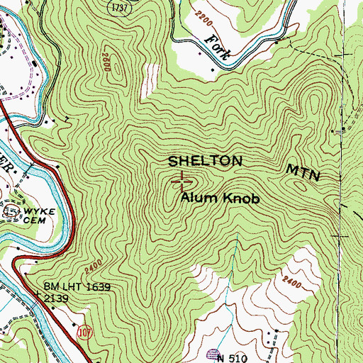 Topographic Map of Alum Knob, NC
