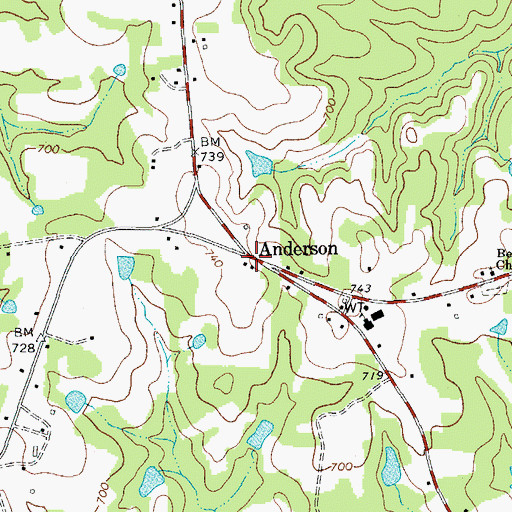 Topographic Map of Anderson, NC