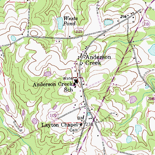 Topographic Map of Anderson Creek, NC
