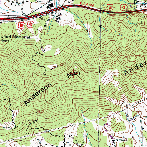 Topographic Map of Anderson Mountain, NC