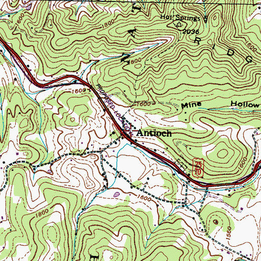 Topographic Map of Antioch, NC