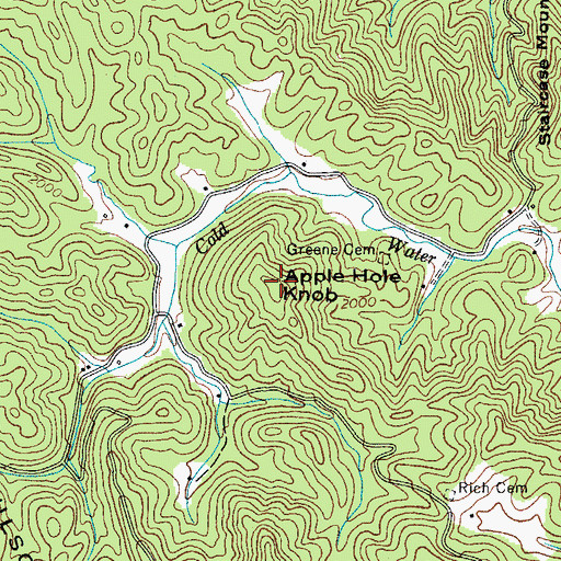 Topographic Map of Apple Hole Knob, NC