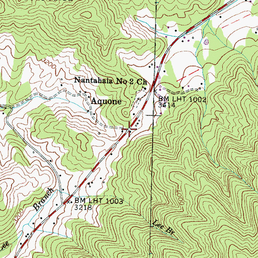 Topographic Map of Aquone, NC