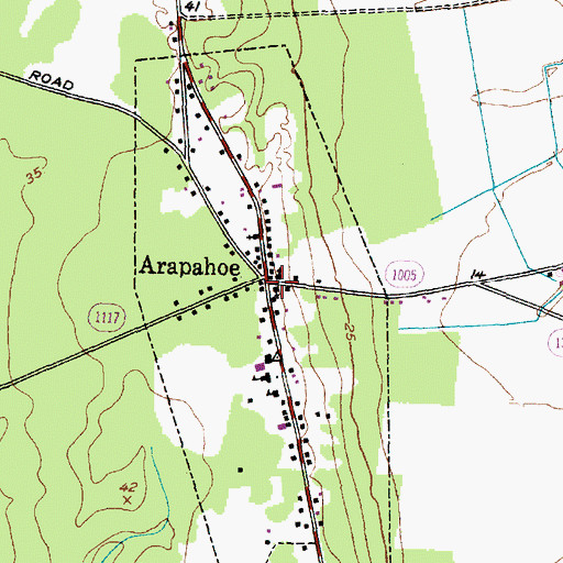 Topographic Map of Arapahoe, NC