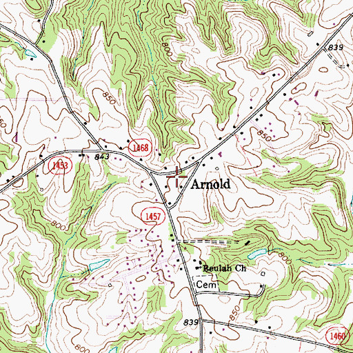 Topographic Map of Arnold, NC