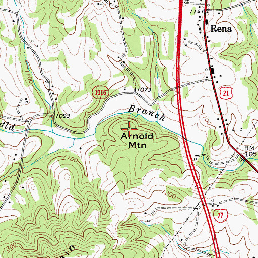 Topographic Map of Arnold Mountain, NC