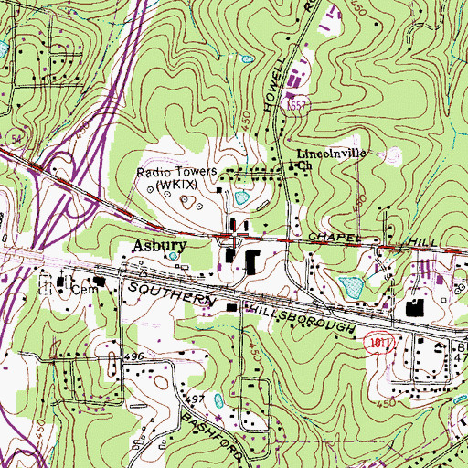 Topographic Map of Asbury, NC