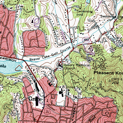 Topographic Map of Asbury Memorial Church, NC