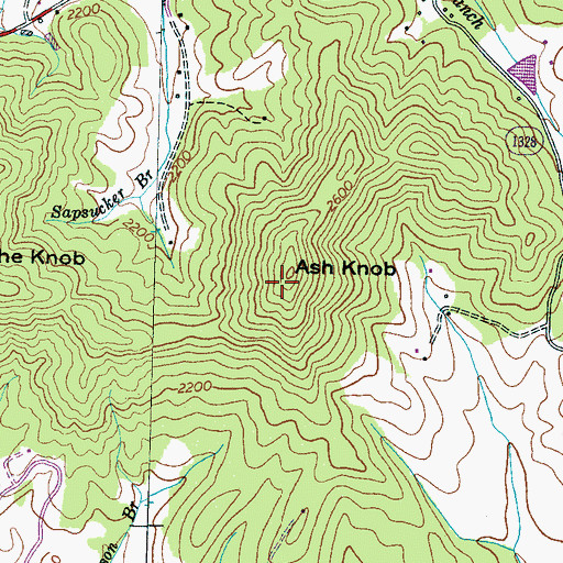 Topographic Map of Ash Knob, NC