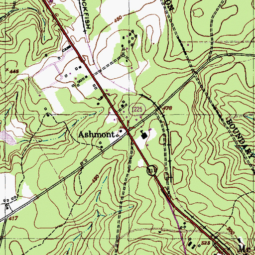 Topographic Map of Ashmont, NC