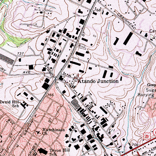 Topographic Map of Atando Junction, NC
