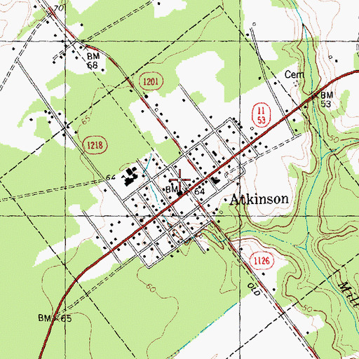 Topographic Map of Atkinson, NC