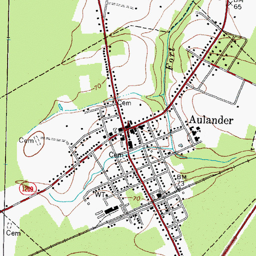 Topographic Map of Aulander, NC
