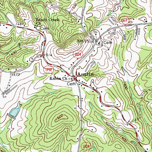 Topographic Map of Austin, NC