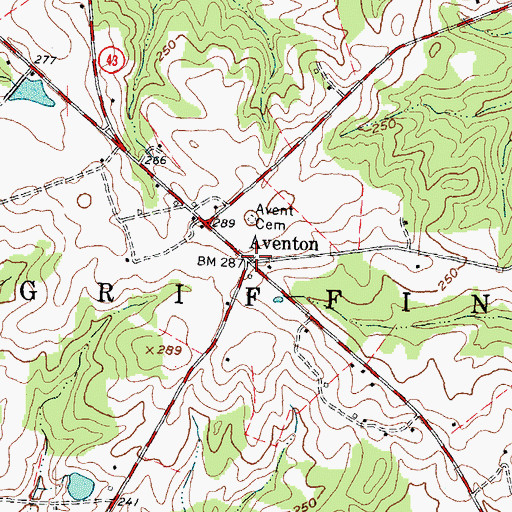 Topographic Map of Aventon, NC