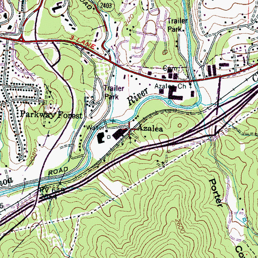 Topographic Map of Azalea, NC