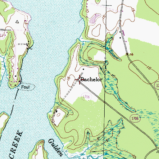 Topographic Map of Bachelor, NC