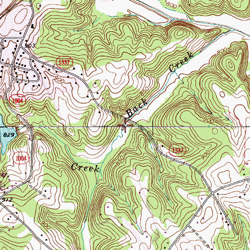 Topographic Map of Back Creek, NC