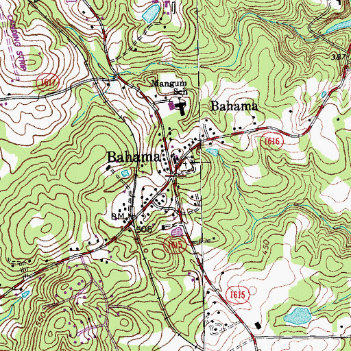 Topographic Map of Bahama, NC