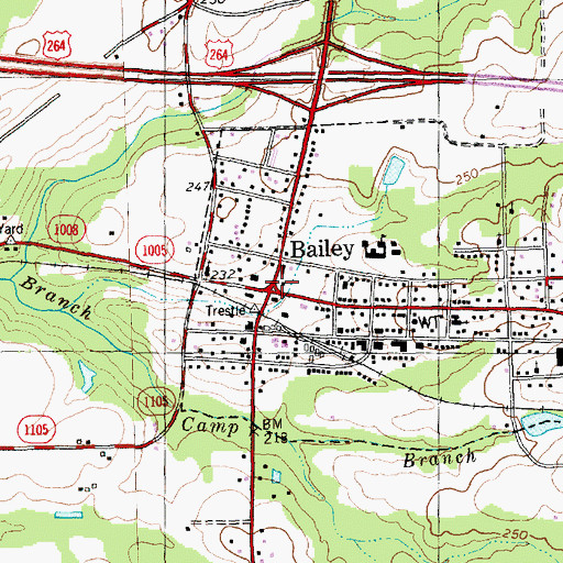 Topographic Map of Bailey, NC