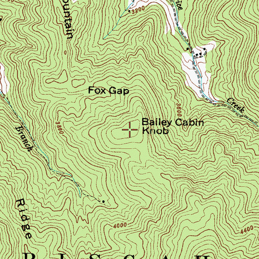 Topographic Map of Bailey Cabin Knob, NC