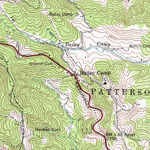 Topographic Map of Bailey Camp, NC