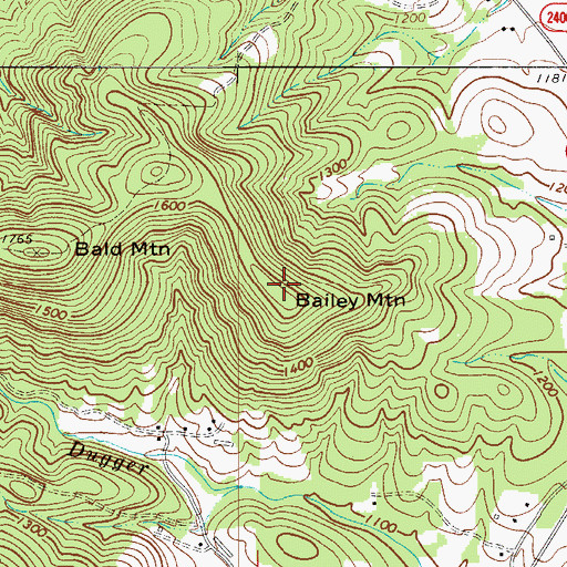 Topographic Map of Bailey Mountain, NC