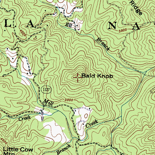 Topographic Map of Bald Knob, NC