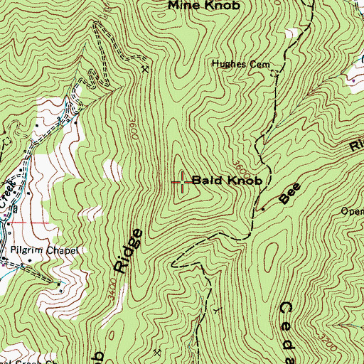 Topographic Map of Bald Knob, NC