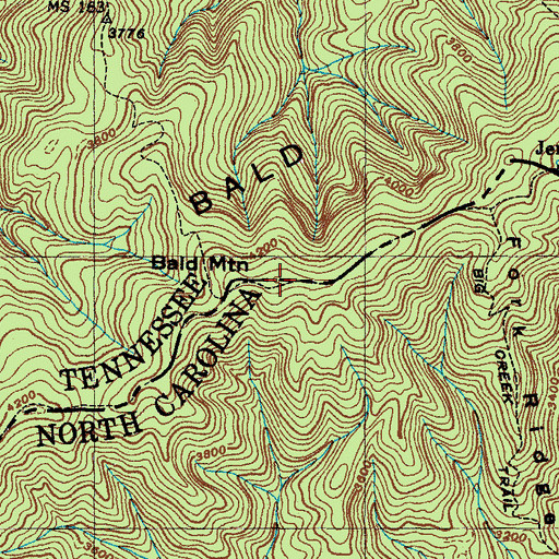 Topographic Map of Bald Mountain, NC
