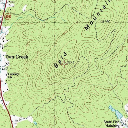 Topographic Map of Bald Mountain, NC
