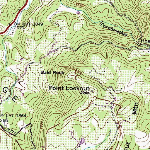 Topographic Map of Bald Rock, NC