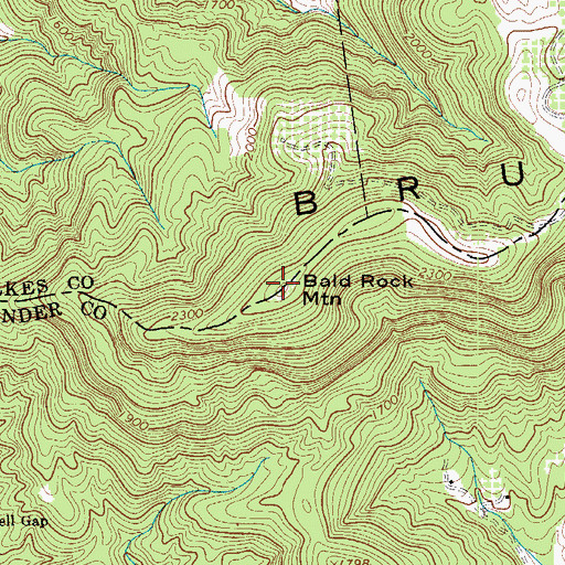 Topographic Map of Bald Rock Mountain, NC