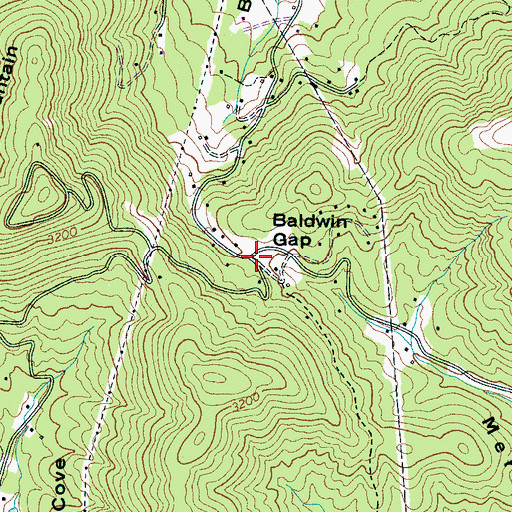 Topographic Map of Baldwin Gap, NC