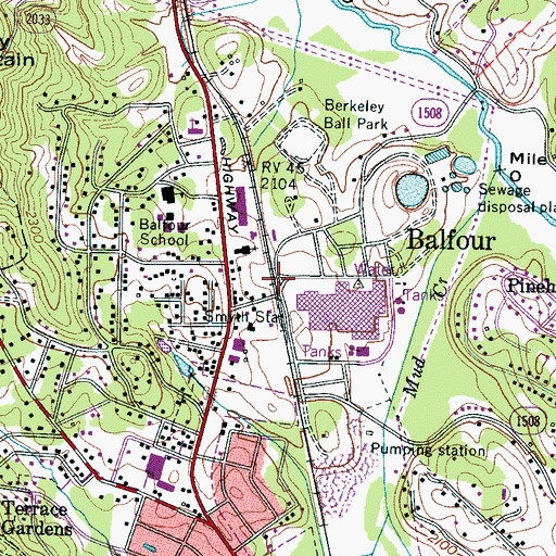 Topographic Map of Balfour, NC