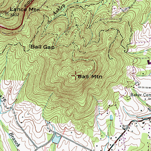 Topographic Map of Ball Mountain, NC